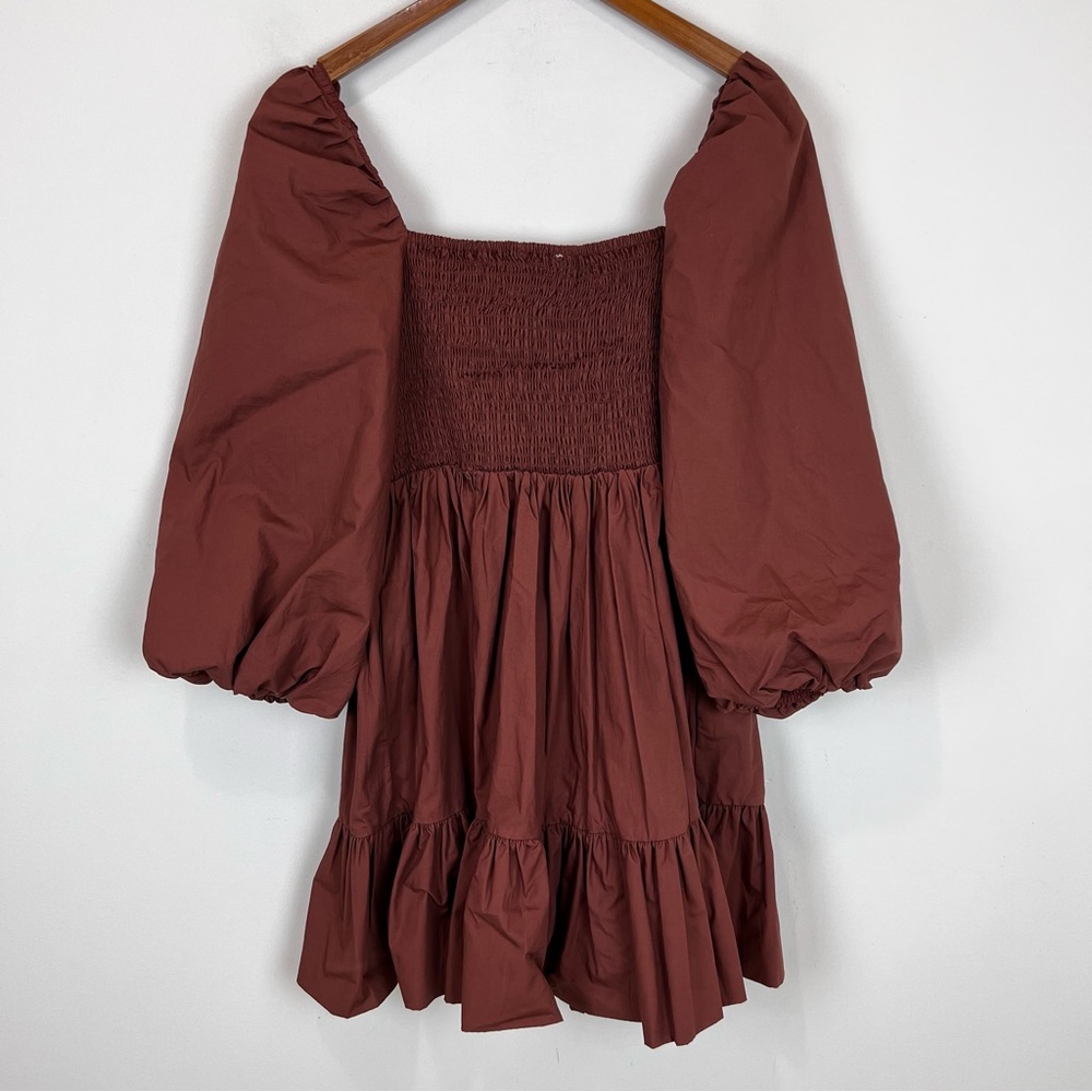 Anthropologie Rust Brown Tiered Mini Dress - Picture 7 of 15